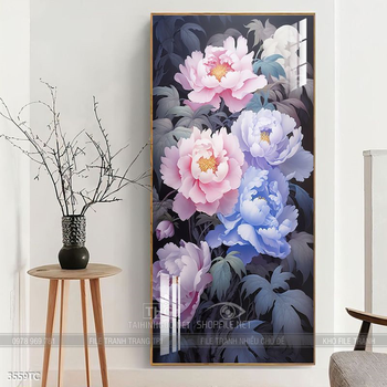 Tranh chim công và hoa mẫu đơn phong thủy