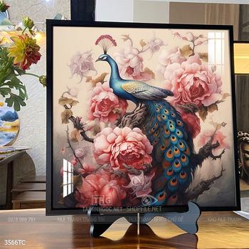 Tranh chim công hoa mẫu đơn đẹp và ý nghĩa