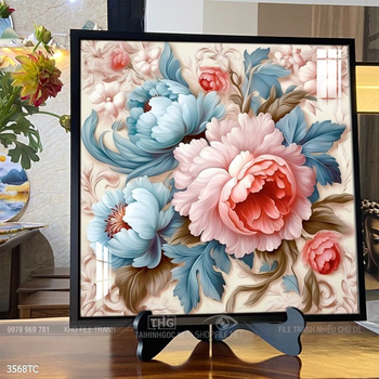 Tranh hoa mẫu đơn và chim công