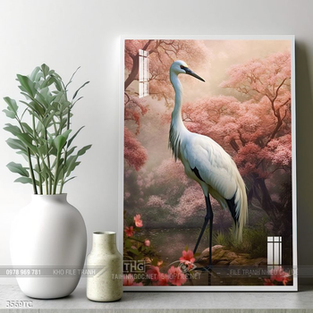 Tranh chim công và hoa mẫu đơn phong thủy