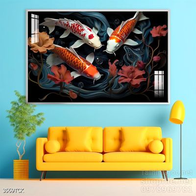 Tranh cá chép hoa sen cực đẹp