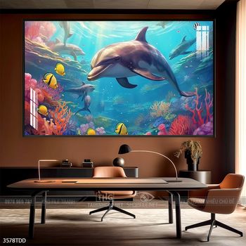 Tranh treo tường cá heo đại dương