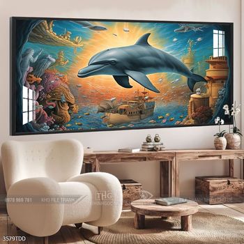 Tranh treo tường cá heo dễ thương