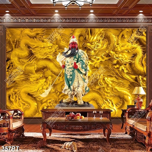 Tranh thờ QUANG CÔNG  và song long mạ vàng chất lượng cao