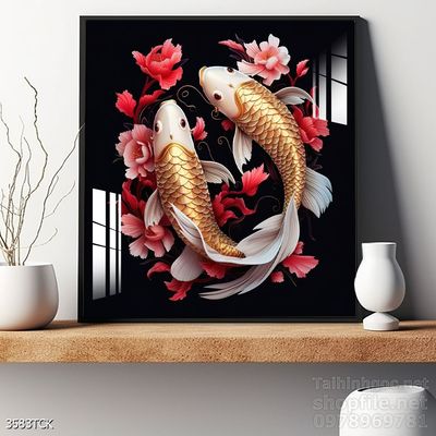 Tranh cá chép hoa sen đẹp mang nhiều ý nghĩa