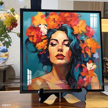 Tranh cô gái thổ dân trang trí quán cà phê