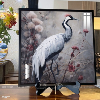 Tranh phong thủy chim công và hoa mẫu đơn rước may mắn vào nhà