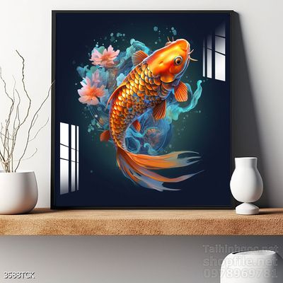 Tranh cá chép hoa sen treo tường mang nhiều ý nghĩa