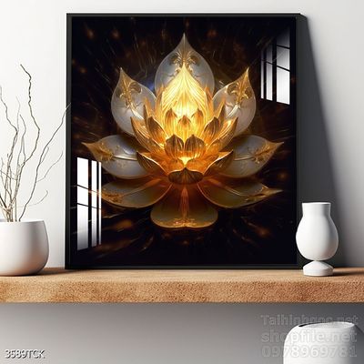 Mẫu tranh decor tường cá chép hoa sen