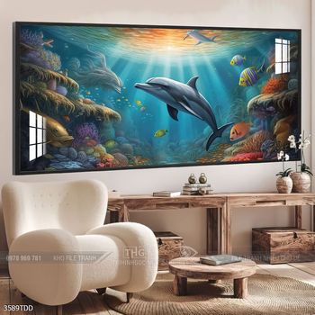 Tranh treo tường cá heo dễ thương