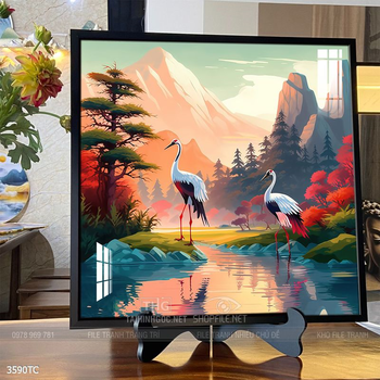 Tranh chim công và hoa mẫu đơn phong thủy