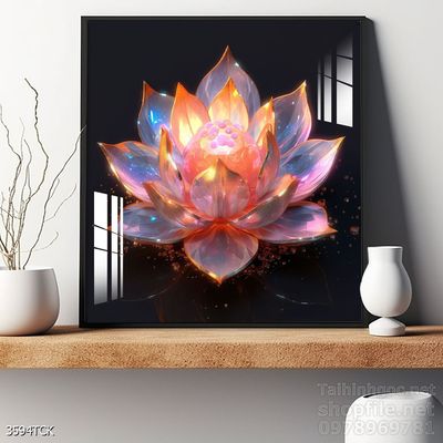 Tranh decor tường phòng khách cá chép hoa sen