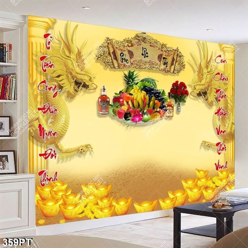 Tranh bàn thở tổ tiên mâm ngũ quả đẹp nhất