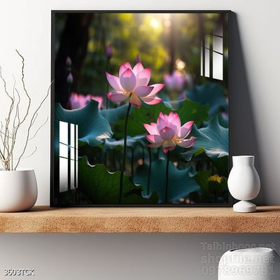 Tranh cá chép hoa sen nghệ thuật hiện đại