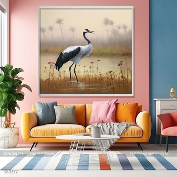 Tranh phong thủy chim công và hoa mẫu đơn rước may mắn vào nhà