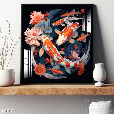 Tranh cá chép hoa sen treo tường mang nhiều ý nghĩa