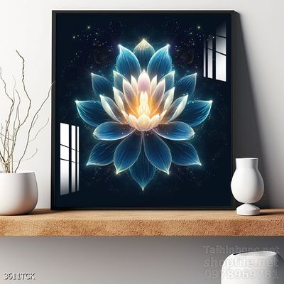 Tranh decor tường phòng khách cá chép hoa sen