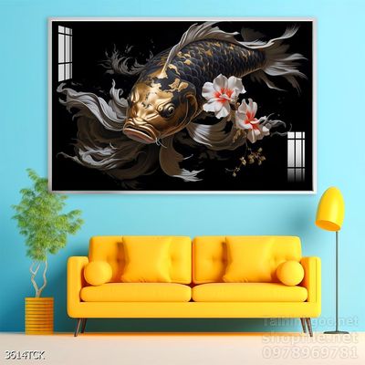 Tranh cá chép hoa sen treo tường mang nhiều ý nghĩa