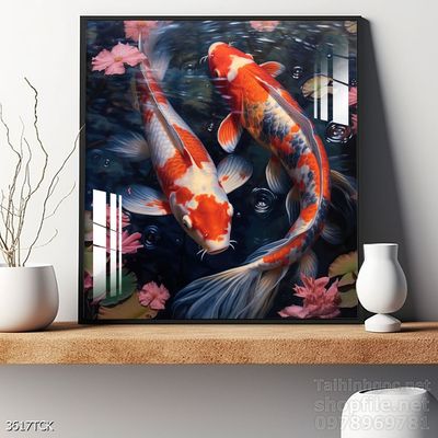 File tranh cá chép hoa sen mẫu mới nhất