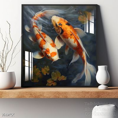 Tranh cá chép hoa sen