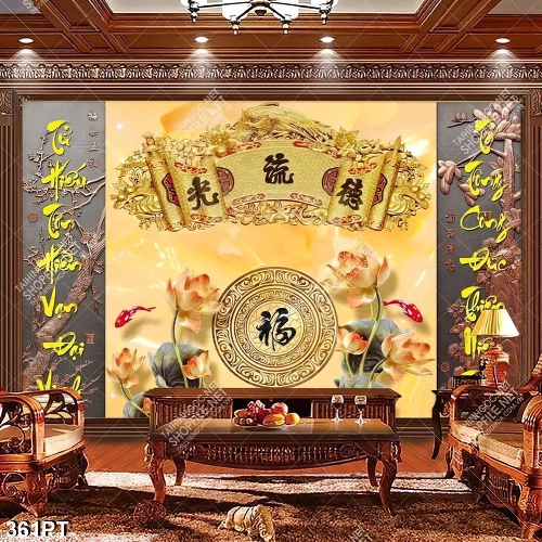 Tranh bàn thở tổ giả ngọc in kính