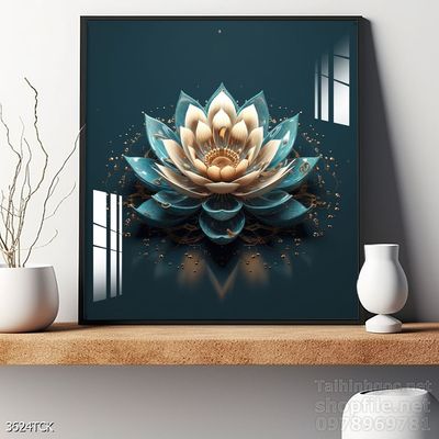 Mẫu tranh decor tường cá chép hoa sen