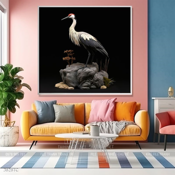 Tranh treo tường phong thủy chim công và hoa mẫu đơn