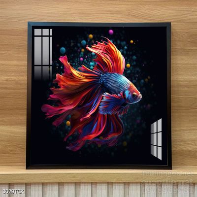 Tranh decor tường phòng khách cá chép hoa sen