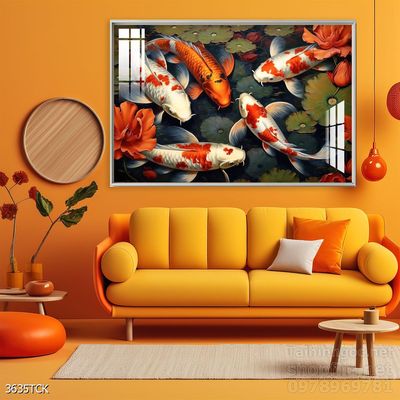 File tranh cá chép hoa sen mẫu mới nhất