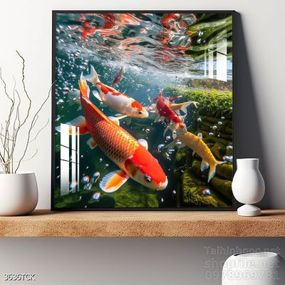 Tranh cá chép hoa sen đẹp mang nhiều ý nghĩa