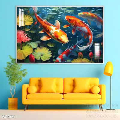 Tranh cá chép hoa sen