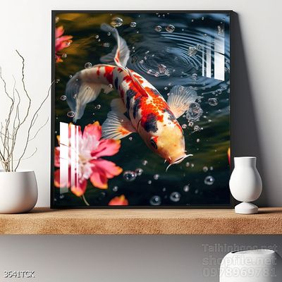 Tranh cá chép hoa sen treo tường mang nhiều ý nghĩa