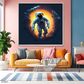Tranh phi hành gia decor tường nhà
