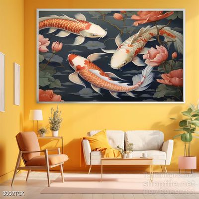 File tranh cá chép hoa sen mẫu mới nhất