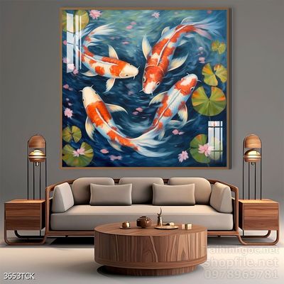 Tranh cá chép hoa sen đẹp mang nhiều ý nghĩa