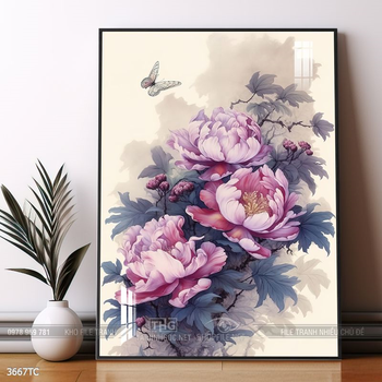 Tranh chim công hoa mẫu đơn đẹp và ý nghĩa