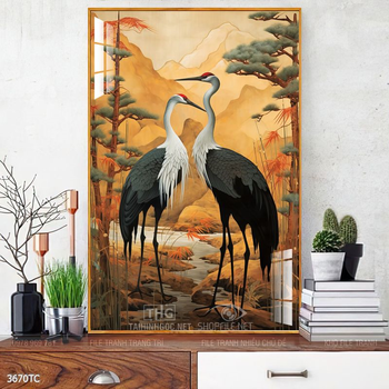 Tranh chim công và hoa mẫu đơn phong thủy