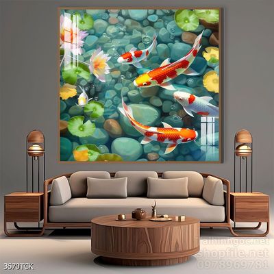 File tranh cá chép hoa sen mẫu mới nhất