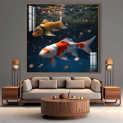 Tranh cá chép hoa sen đẹp mang nhiều ý nghĩa