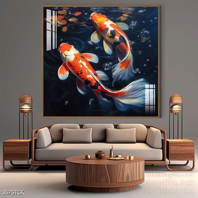 Tranh cá chép hoa sen cực đẹp