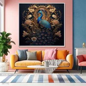 Tranh chim công hoa mẫu đơn đẹp và ý nghĩa