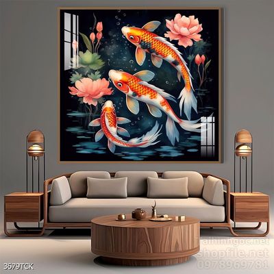 File tranh cá chép hoa sen mẫu mới nhất