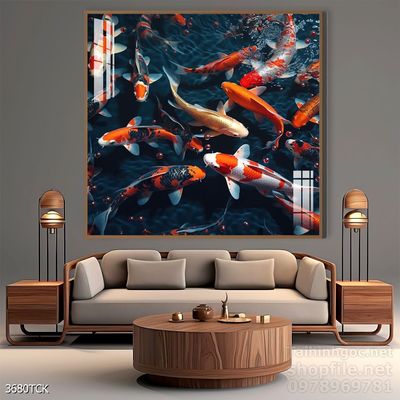 Tranh cá chép hoa sen đẹp mang nhiều ý nghĩa