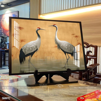 Tranh hoa mẫu đơn và chim công