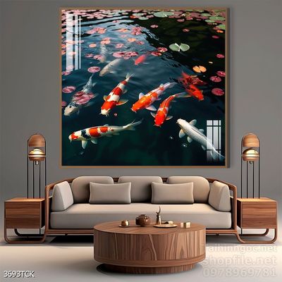 Tranh cá chép hoa sen cực đẹp