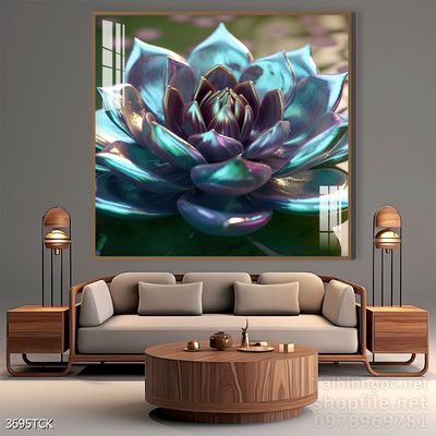 Mẫu tranh decor tường cá chép hoa sen