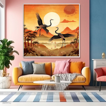 Tranh phong thủy chim công và hoa mẫu đơn rước may mắn vào nhà