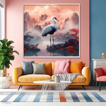 Tranh chim công và hoa mẫu đơn phong thủy