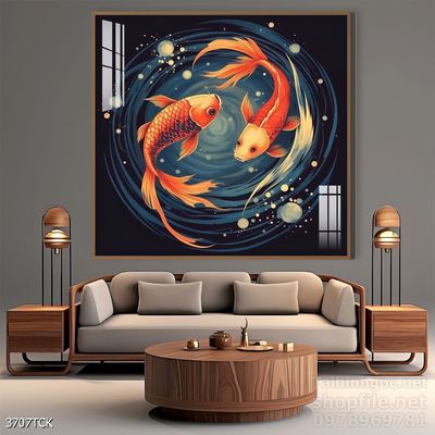 Tranh cá chép hoa sen