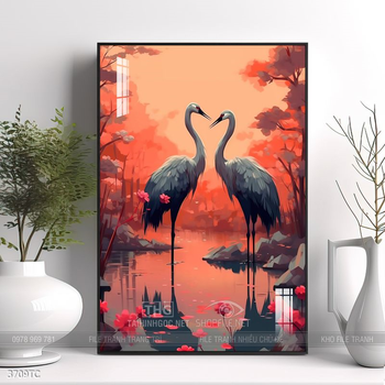 Tranh phong thủy chim công và hoa mẫu đơn rước may mắn vào nhà